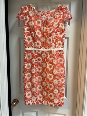 Muse orange and Cream Floral Midi Dress